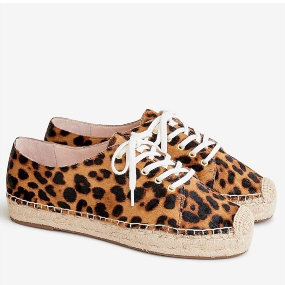 J Crew leopard print espadrille sneakers runners size 7.5 L6445